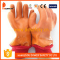 Orange PVC Handschuhe. Glatt / Sandy mit Acryl Boa Liner.